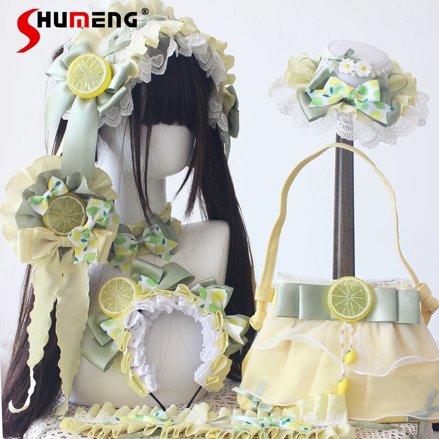 

Original Japanese Style Sweet Elegant Handmade Hair Accessories Lace Patchwork Bow Versatile Cute Lolita Headband Women Headwear