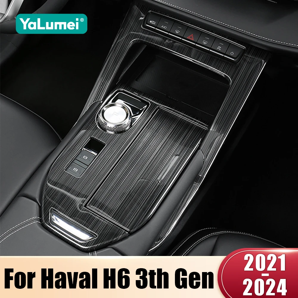 Für Haval H6 3. Generation 2021 2022 2023 2024 DHT-PHEV Edelstahl Mittelkonsole Schalthebelabdeckung Getränkehalter Verkleidung Aufkleber