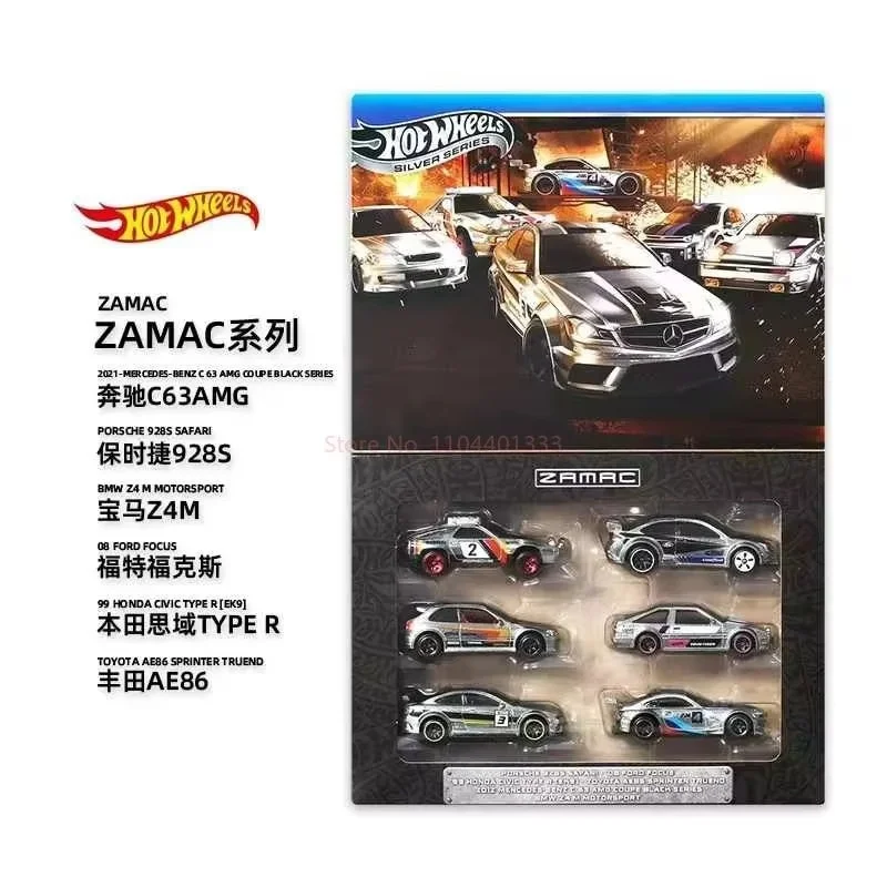 

Hot Wheels Silver Series Zamac 1/64 Diecast Cars Toy Set - Include Ford Focu Honda Civic Toyota Ae86 Mercedes Benz Birthday Gift