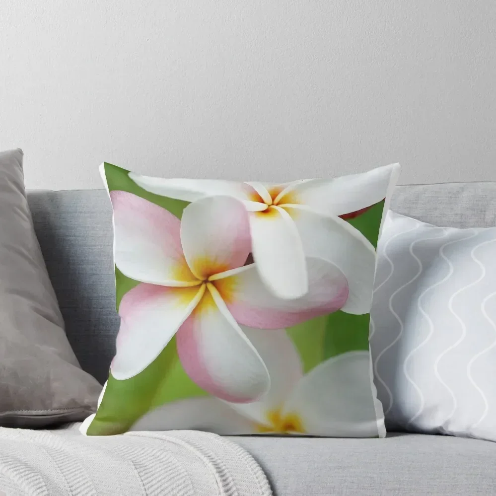 Plumeria Pink White Frangipani Tropical Hawaiian Flower Floral Fine Art Throw Pillow Christmas Pillow Cases Cusions Cover pillow