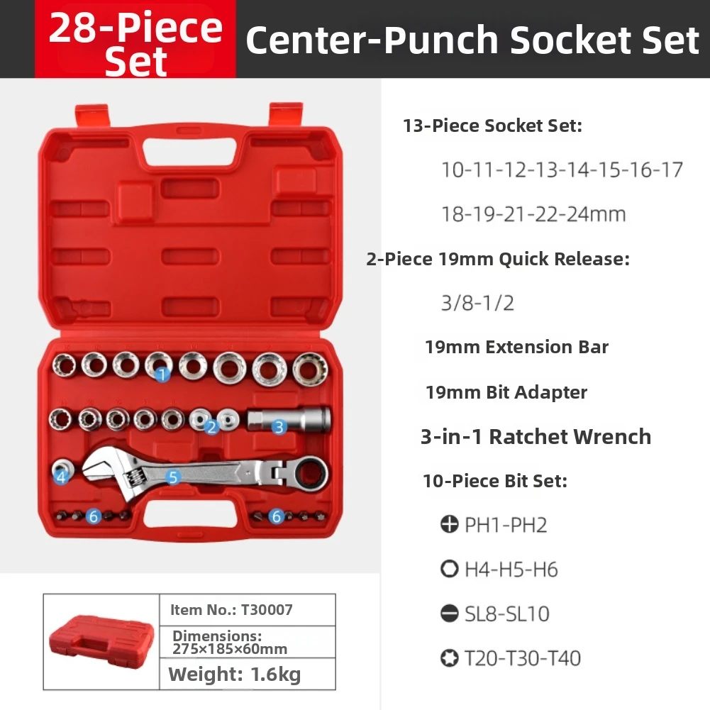 Chrome Vanadium Sockets V Groove Socket Set High Strength Steel Bidirectional Mechanism For Professional Garage Use