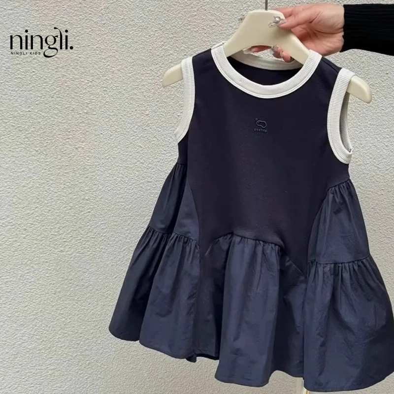 Girls' Dress Summer New Children's Sleeveless Mori Style Skirt Baby High-Grade Western Style Vest Skirt Thin