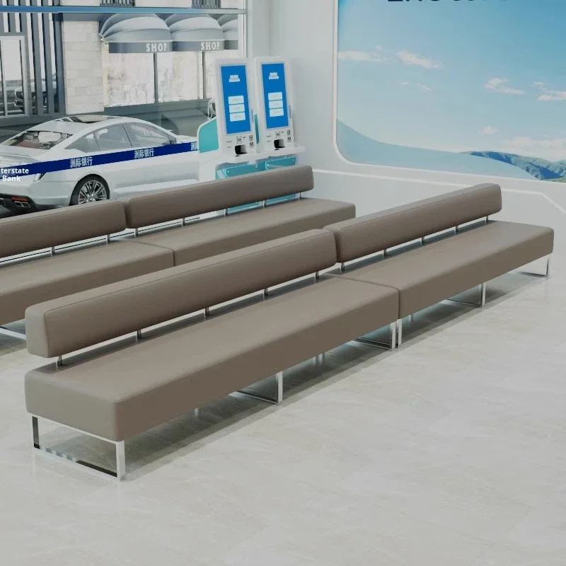 

Modern Metal L-Shaped Long Bench for Bank Hotel Lobby Booth Sofa Training Institution Beauty Salon Rest Area Office Reception