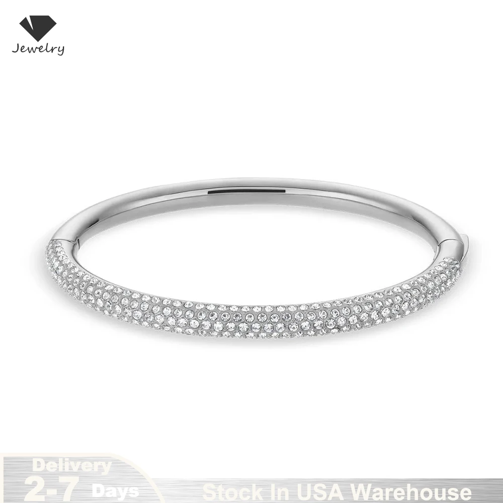 

Cute Bracelets for Women Sterling Silver Bracelet 925 Pave Setting Cubic Zirconia Charm Bracelet Bangle Fine Jewelry Gift USA