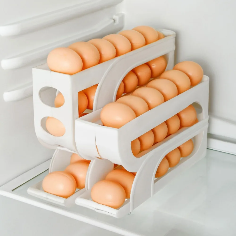 Space Saving Automatic Egg Roller 3 Layer / 4 Layer Household Refrigerator Egg Storage Box Kitchen Dedicated Egg Dispenser