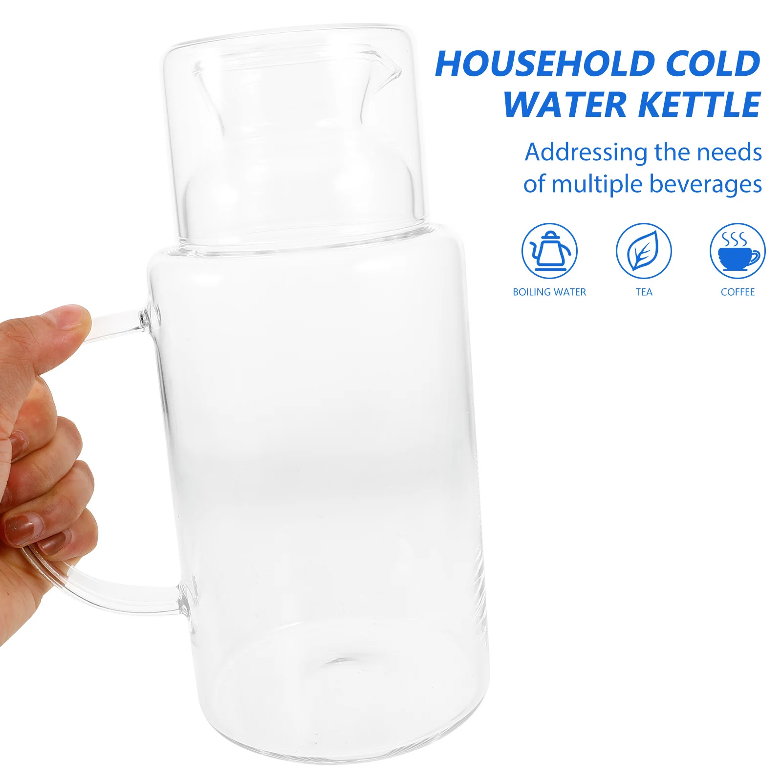 

1Set Large Capacity Glass Pitcher Transparent Cold Resistant Water Jar Drip Proof Spout Elegant Design Home Beverage Jug