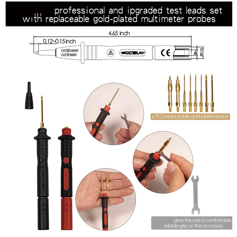 25-Piece Multimeter Leads Kit, Professional and Upgraded Test Leads Set with Replaceable Gold-Plated Multimeter Probes