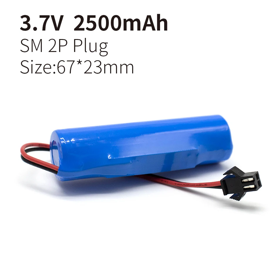 3.7V 2500mAh 18650 Li-ion battery with built-in battery protection board with PCB protection XH 2.54 JST SM 2P Plug