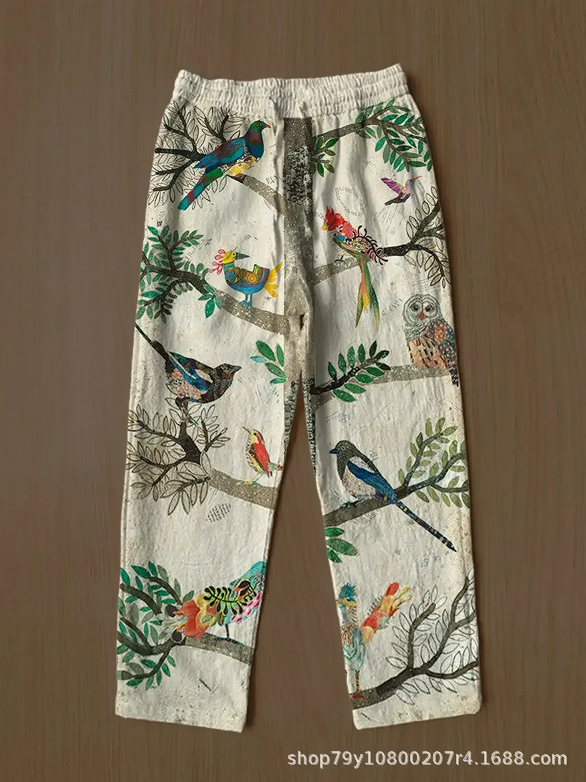 Freizeit hose aus Leinen im chinesischen Stil für Männer und junge Leute, locker sitzende, übergroße, modische Hose mit geradem Bein und Retro-Print