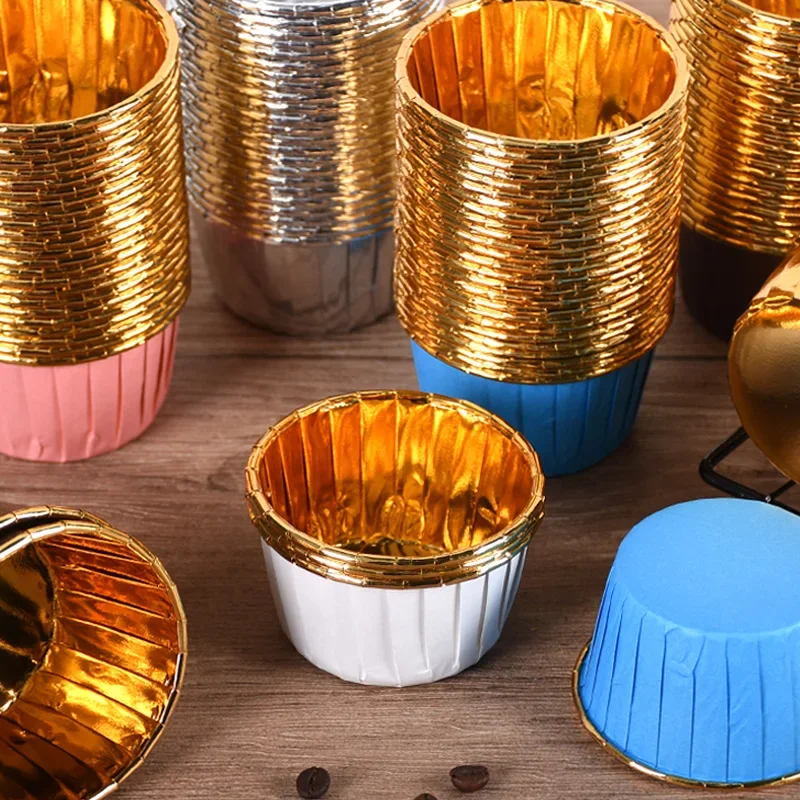 50pcs Golden Muffin Cupcake Paper Cup Oilproof Cupcake Liner Baking Cup Tray Case Wedding Party Caissettes Cupcake Wrapper Paper