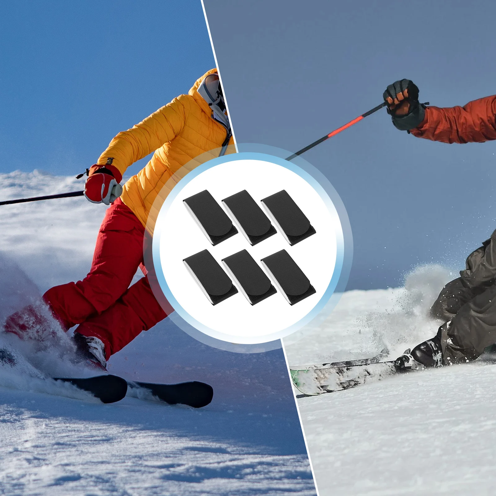 

6 Pcs Ski Snowboard Straps Fixing Bands Black 3 Pairs Durable Nylon Skis Accessory Snowboard Belt Sled Fixing Strap Outdoor