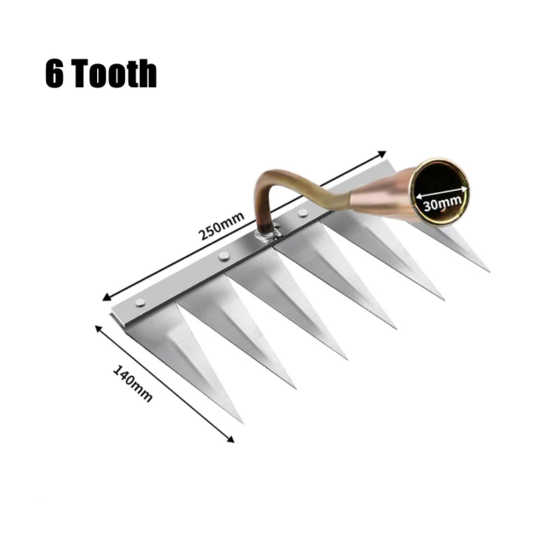 4/5/6/7 Teeth Iron Gardening Hoe Weeding Rake Farm Tool Grasping Raking Loosening Soil Nail Rake Tool Artifact Harrow Farm Tools