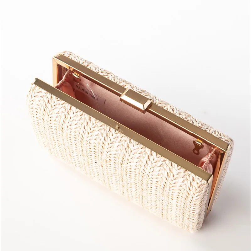 Weave Straw Evening Clutch Bags For Women Summer Party Fashion Shoulder Bags Luxury Hadbags Purse Wedding Bridal Clutches Sac