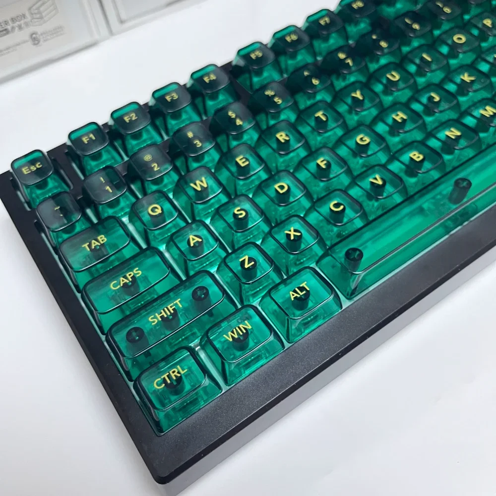 Emerald Green Agate Crystal Key Cap PC UV Transfer OEM 115 Key for Mechanical Keyboard 61/64/68/75/104/108