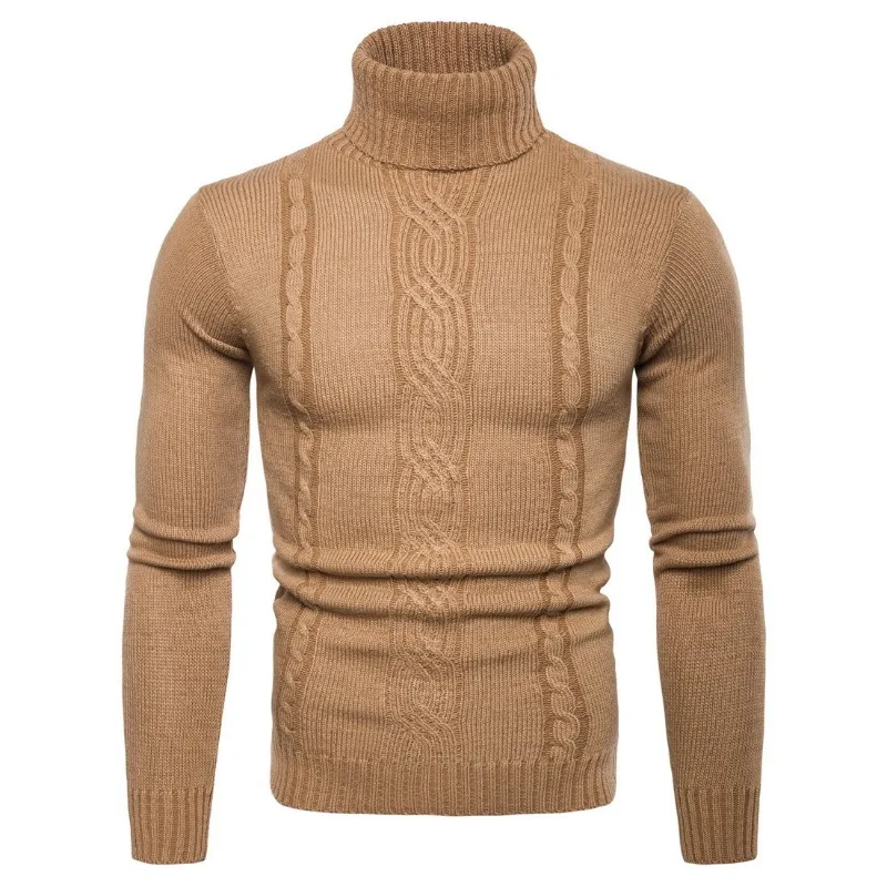 Maglione pullover da uomo a maniche lunghe con collo alto da uomo casual britannico