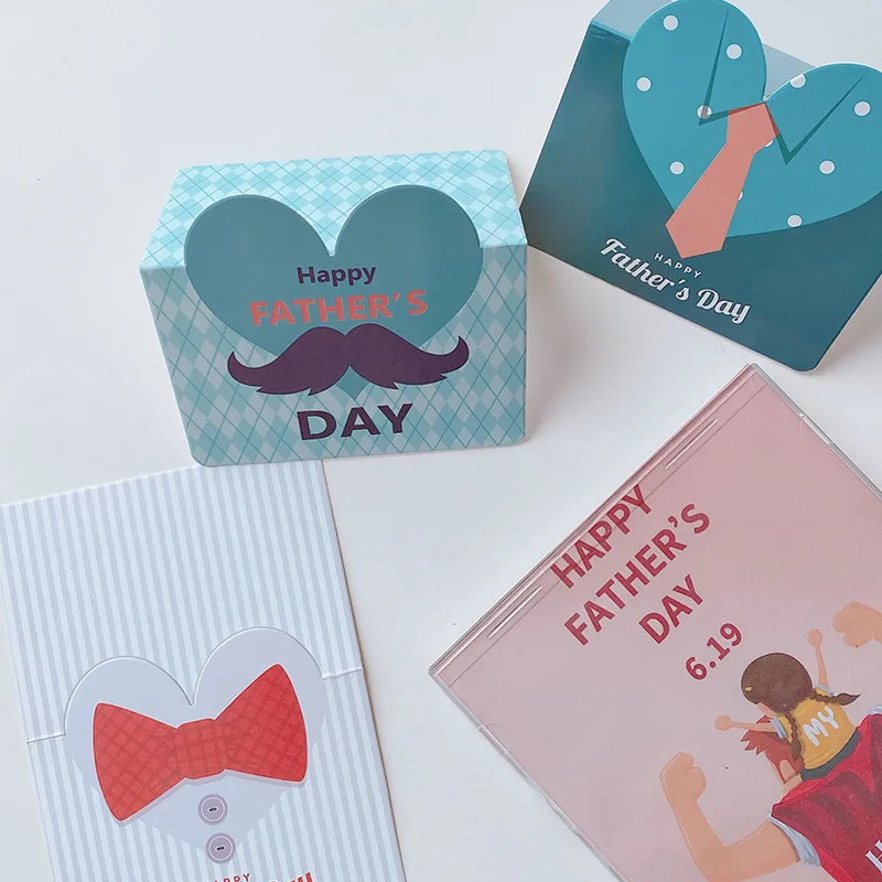 10PCS Invitation Father's Day Blessing Card Greeting Blessing DIY Decoration Card Handwriting Love Heart Thank You Message Card