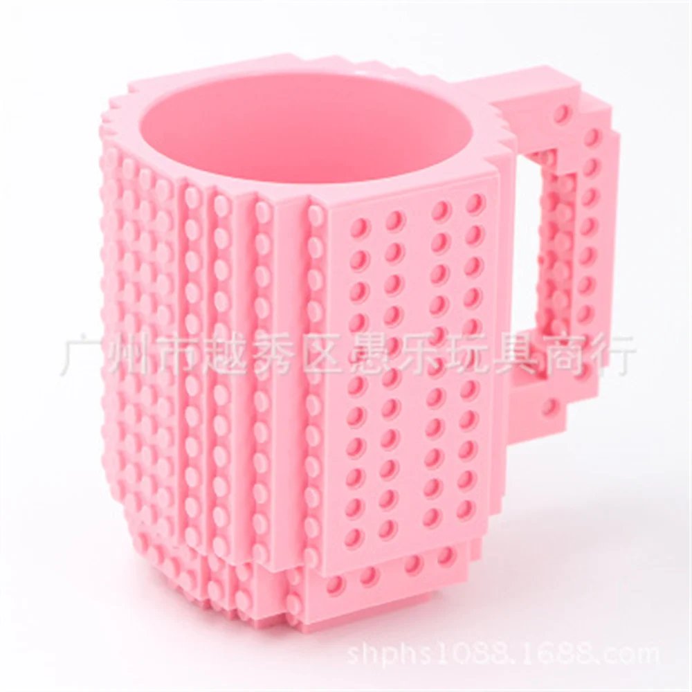 Coffee cup fun building block creative personality assembly DIY mark handy gift water grey blue pink child adlut boy