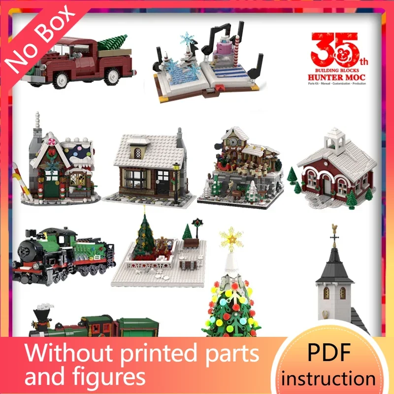 

block build vacation house xmas train puzzle santa holiday building blocks for adult christmas village sets for 2025 christmas