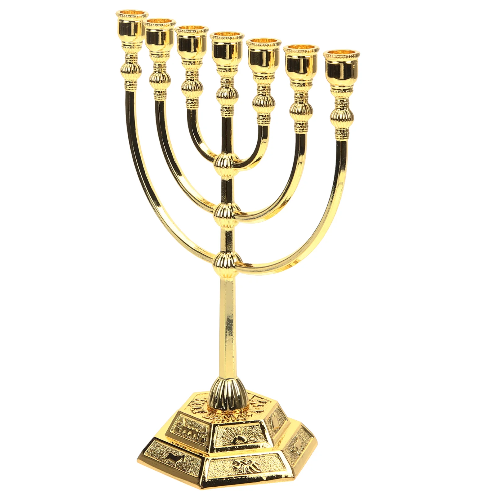 

Desktop Candlesticks Ornaments 7-arm Menorah Decorative Religious White Pillar Vintage Jewish Holder Tealight