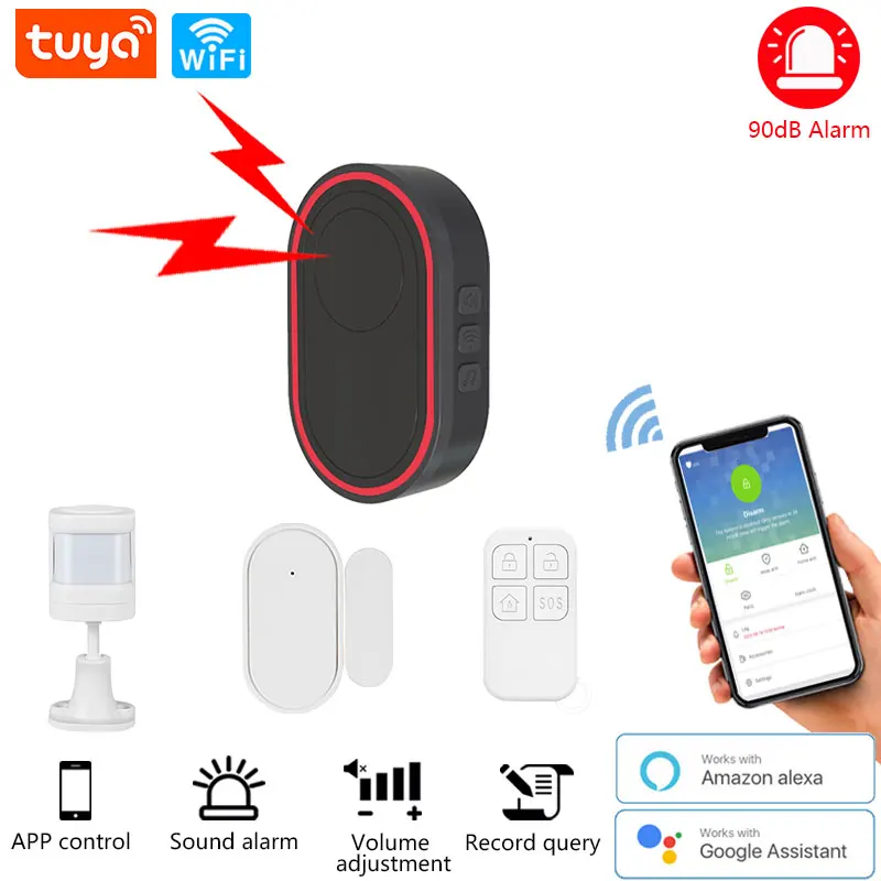 

Alarm System Home Burglar Security Tuya Smart WIFI Works With Alexa Burglar Motion Detector Smoke Door Window Sensor IP Camera