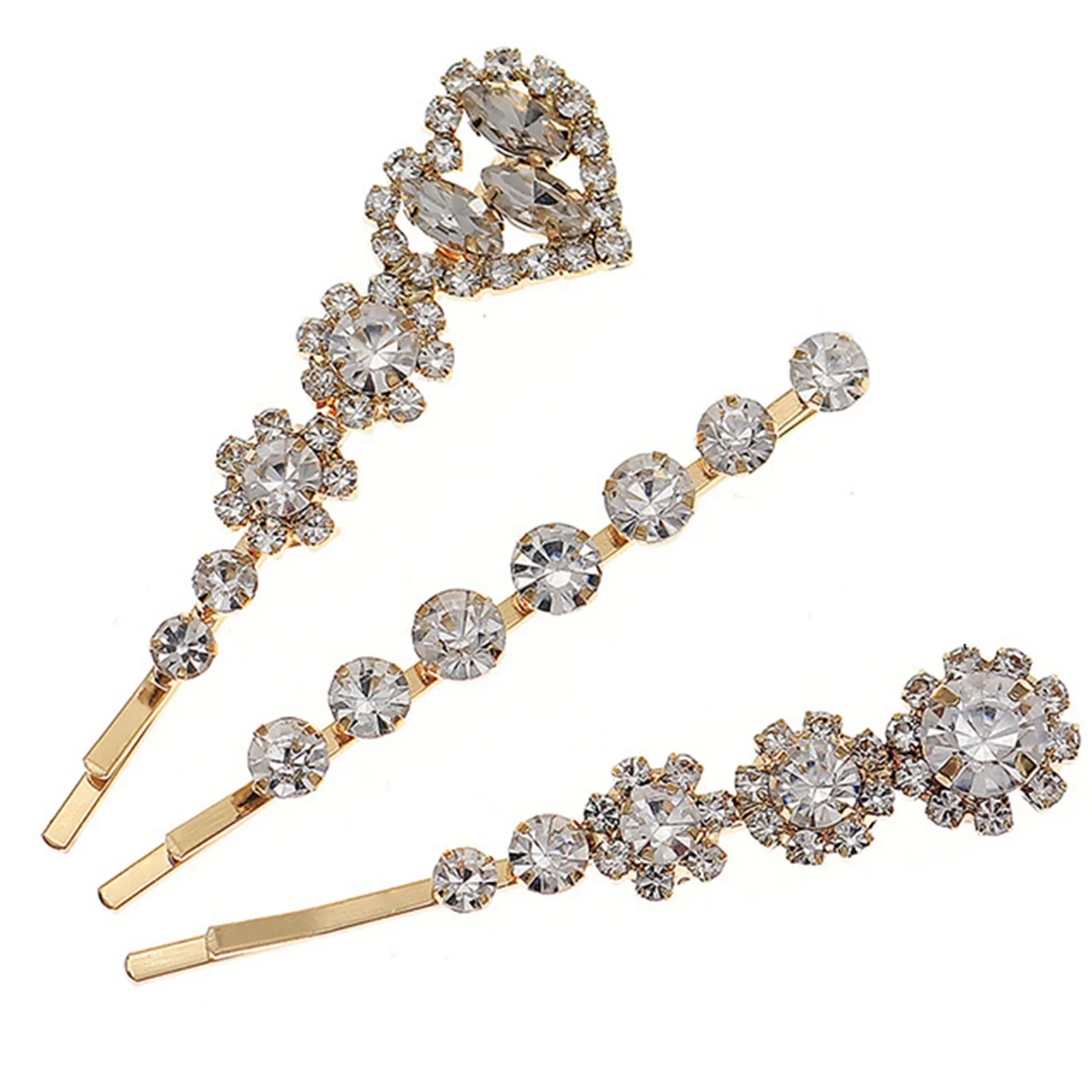 Ouchless Hair Bobby Pins Sweet Hair Clips Sparkling Rhinestones Headpiece for Women Girls Hairdressing Salon B88