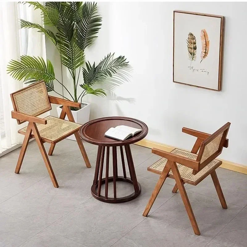 Wooden Bedroom Dining Chairs Rattan Arm Design Office Dining Chairs Living Room Mid Century Modern Silla Chaise Home Furniture