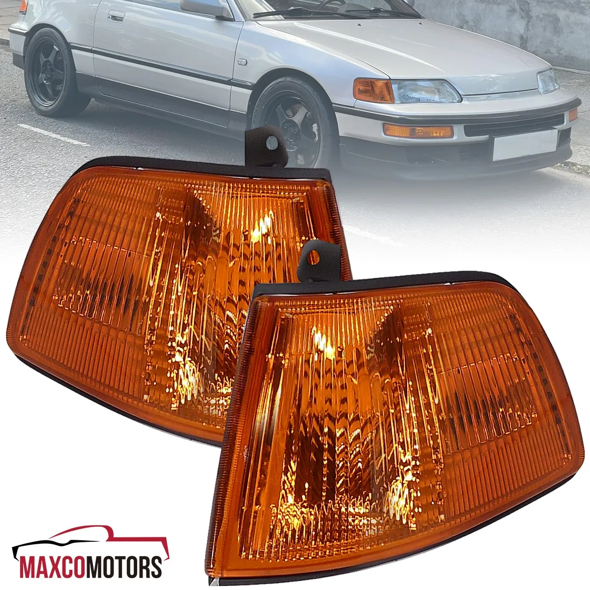Amber Corner Lights Fits 1990-1991 Honda Civic 2Dr 3Dr Hatchback Signal Lamps
