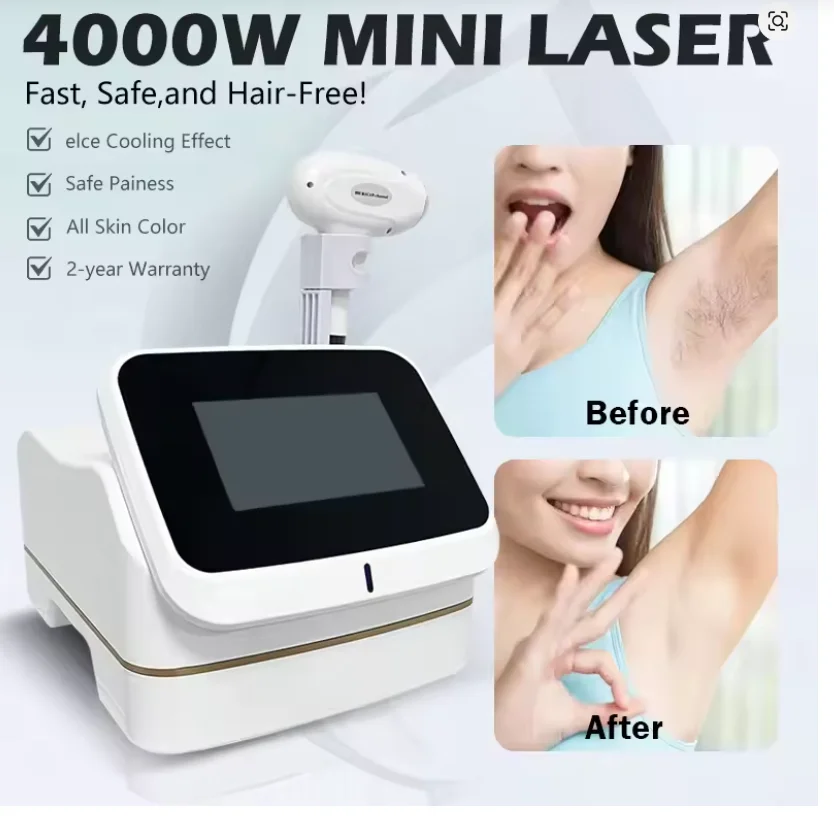 Mini 808nm Diode Laser Hair Removal Machine Ice Titanium Handle External Water Tank Semiconductor Cooling for Salon