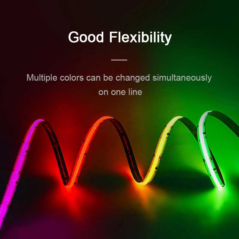 Hight Brightness Dimmable 720leds/M Cri 90 Cct Rgbic Cob Led Strip Addressable Rgb Flowing Water Light Strip