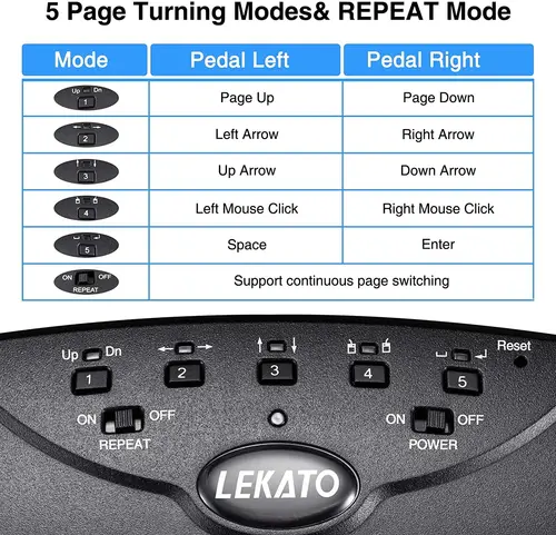Imagen 2 del producto Lekato-Pedal giratorio de música con Bluetooth, recargable por Usb, inalámbrico, silencioso, para Ipad, Iphone, tableta y portátil