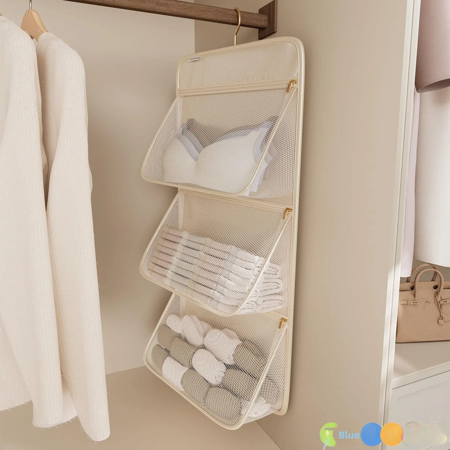 

Многофункциональный подвесной органайзер 3-в-1 для нижнего белья, носков и бюстгальтеров с сетчатыми карманами, дорожная сумка для хранения от Fei Lan Gu