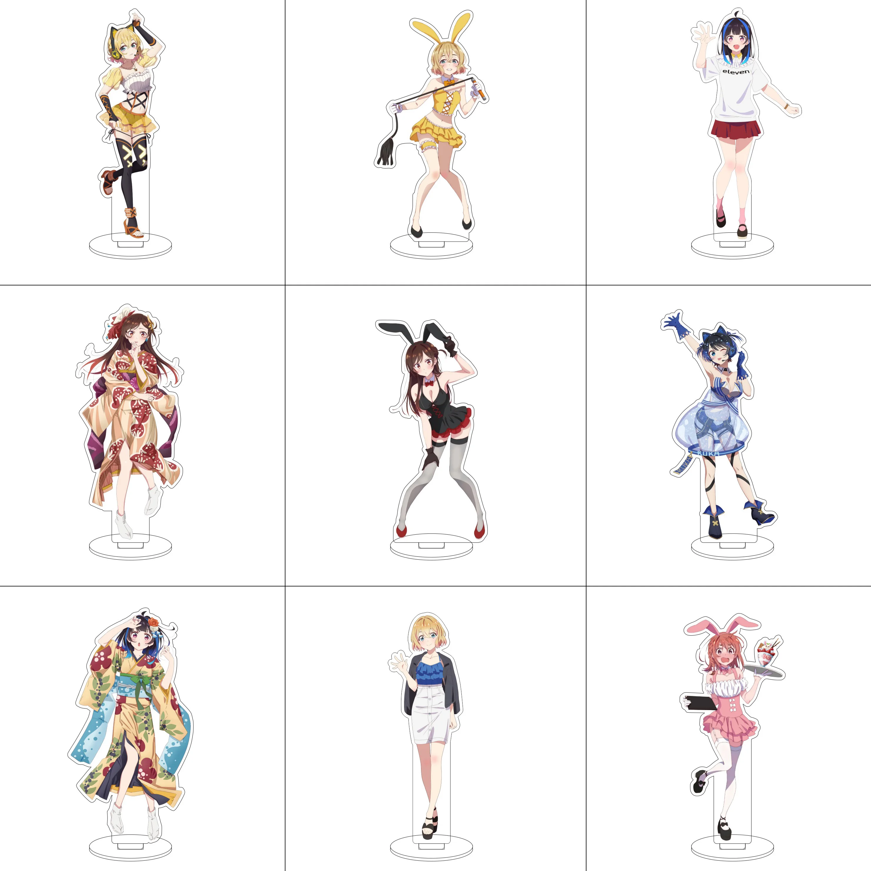 16CM Anime Rent-A-Girlfriend Cosplay acrílico soporte adornos Sakurasawa Sumi Asami Nanami figura soporte regalos de Halloween