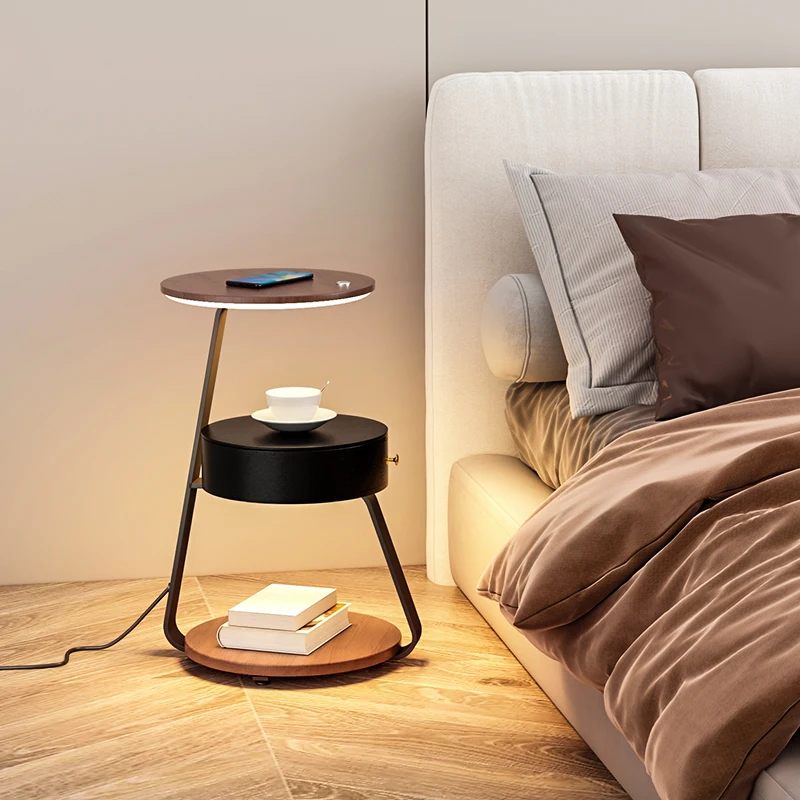 New Living Room Table Shelf Floor Lamps Bedroom Creative Bedside Fixture Wireless Charging Desk Lights Can Be Dimmed