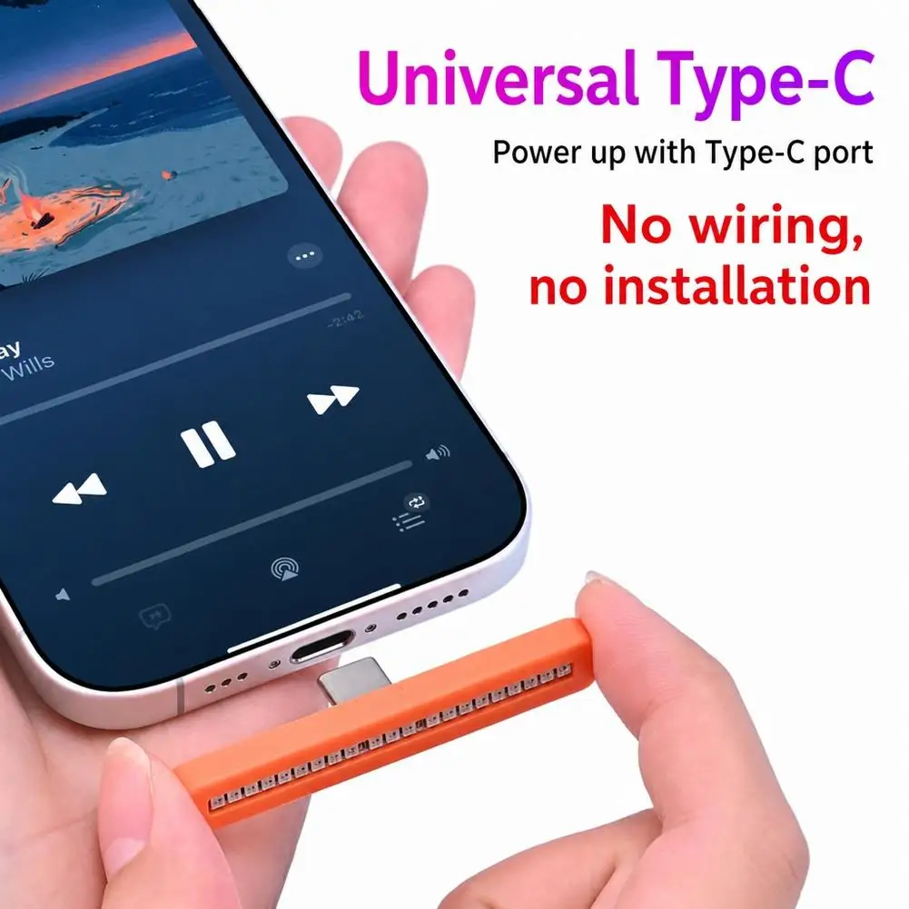 Mini USB C RGB Sound Activated Rhythm Light LED Ambient Lamp Car Interior Desktop Phone Decoration