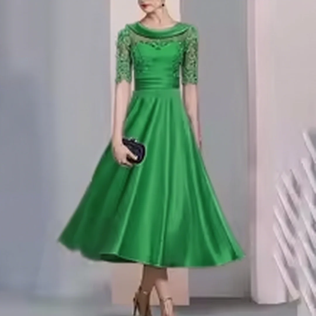 

Customized A-line short-sleeved appliquéd wedding dress for the mother of the bride for the formal evening event