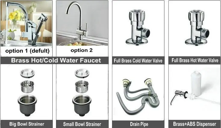 Double Outlet Brass Faucet With Pull Out Spray Sink Mixer Undermount Triple Bowl 304 Stainless Steel Kitchen Sink Luxury Package