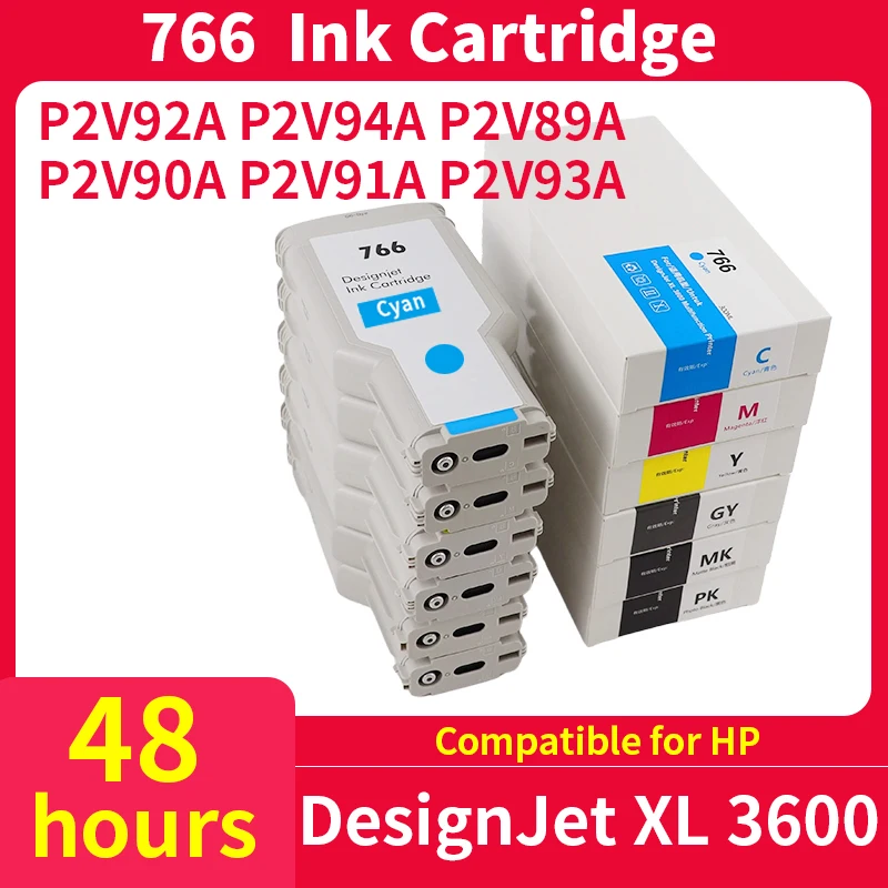 766 Ink Cartridge Compatible for HP766 P2V92A P2V94A P2V89A P2V90A P2V91A P2V93A For HP DesignJet XL 3600 Multifunction Printer