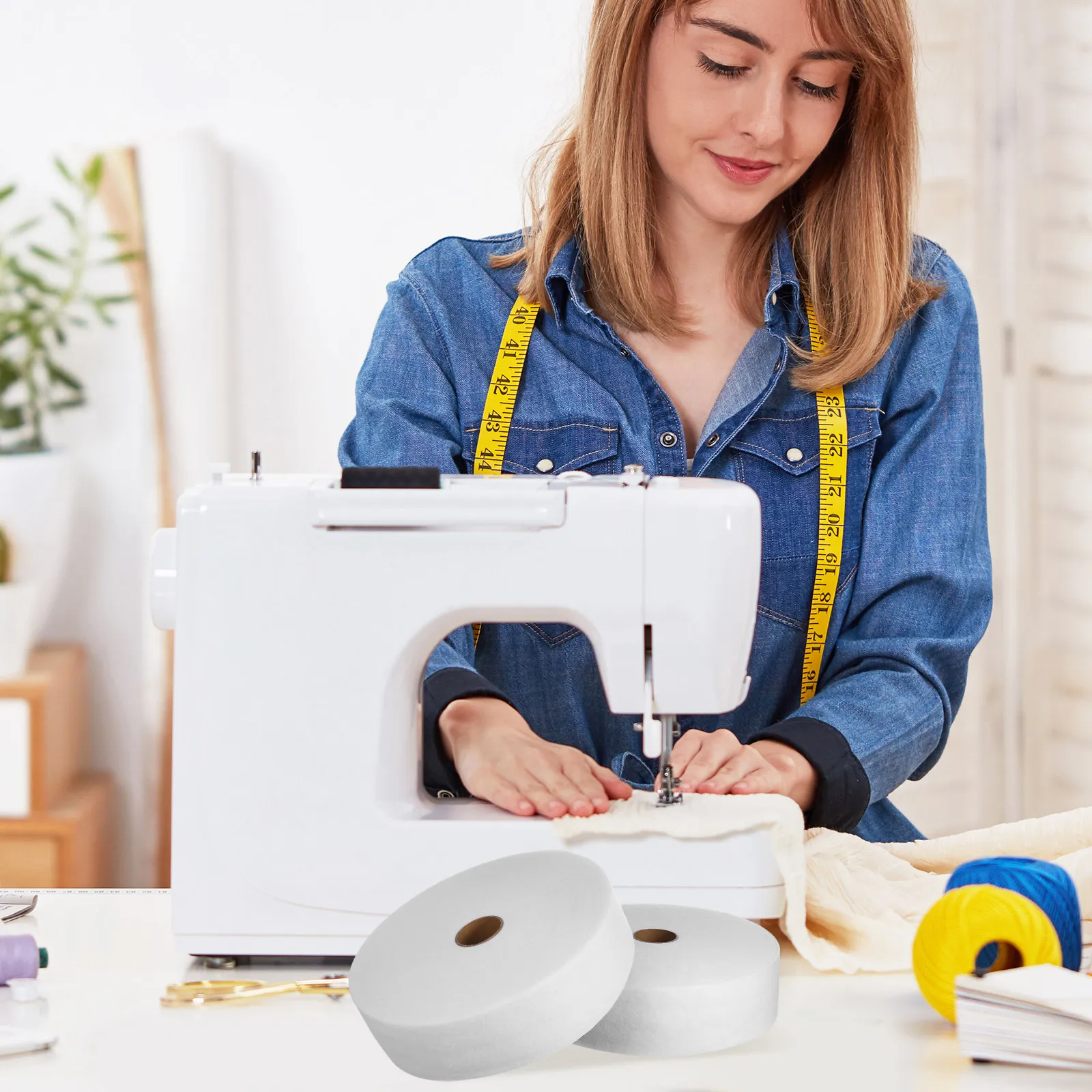 

2 Rolls 6.4Cm X 3 Nonwoven Batting Rolls Absorbent Fabric Strips For Quilting Sewing Crafting Backing Strips Home Travel Use