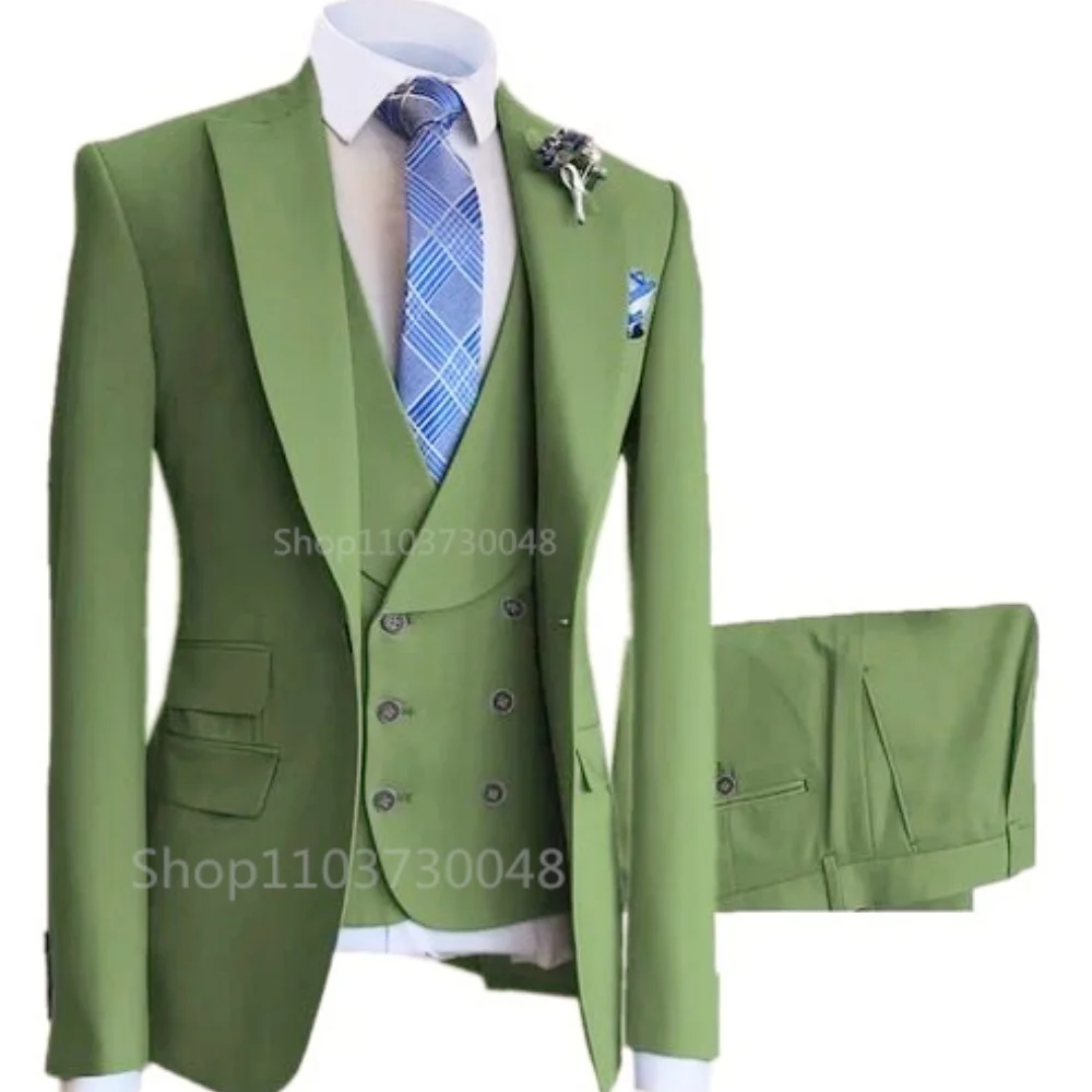 Conjunto de 3 piezas de trajes de boda formales de gama alta para hombres, esmoquin informal de novio de negocios con chaqueta, chaleco, pantalones para fiesta de graduación