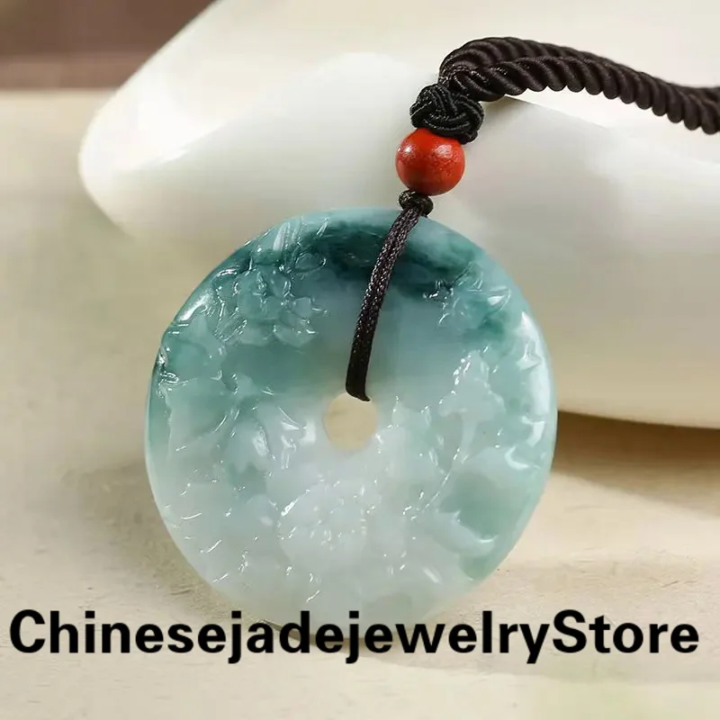 

Genuine Natural Jade Donut Pendant For Women Men Jadeite Flower Pendant Charms Real Chinese Jades Stone Accessories Jewellery