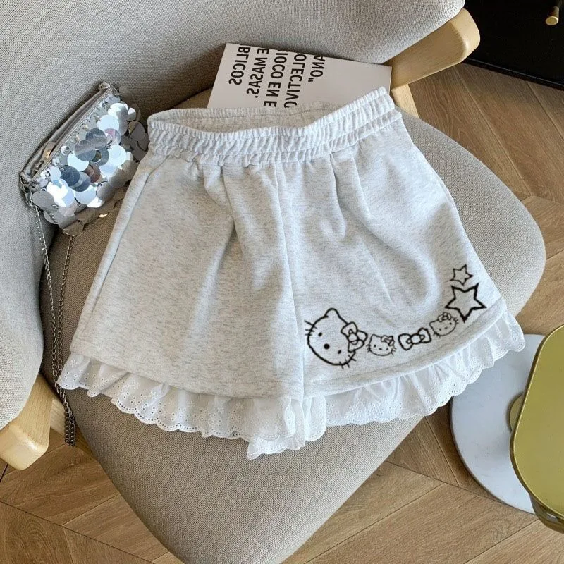 

Hello Kitty Anime Kawaii Sanrio Ins Fashion Children Shorts Loose Pants Cute Cartoon Casual Baby Clothes Gifts for Kids