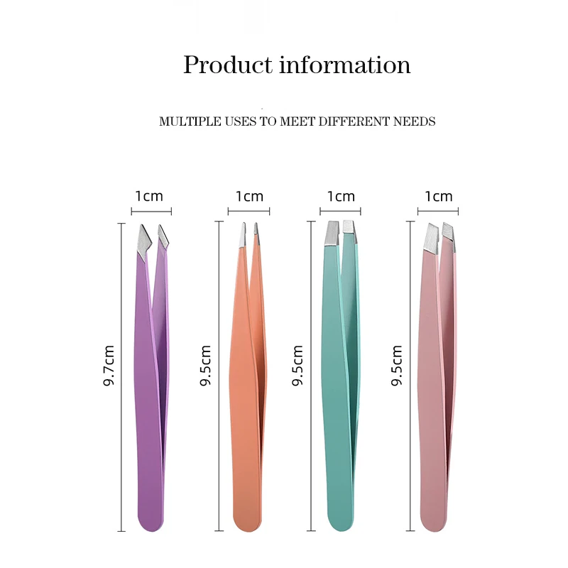 1Pc Hair Removal Tweezers Stainless Steel Eyebrow Tweezers Slanted Tip Point Harmless Accessories And Makeup Beauty Tools