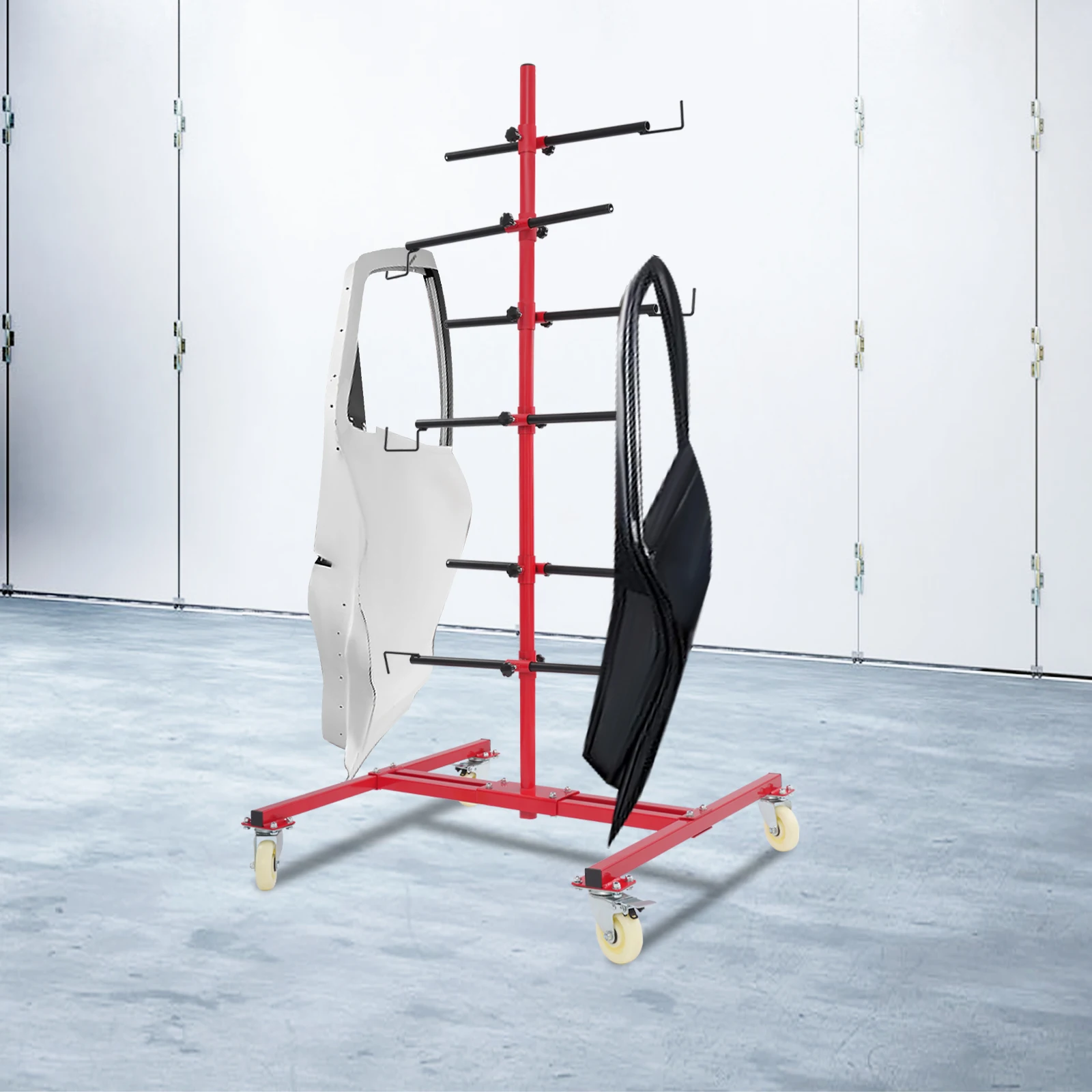 Q235 Steel 178cm Tree Bracket 6 Hook Movable Auto Repair Paint Rack Car Body Panel Painting Tree Rack