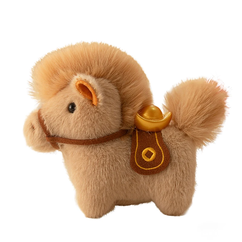 10 pièces 12cm Cuteee Yuan Bao cheval en peluche jouet exquis poney pendentif porte-clés sac d'école décor de voiture nouvel an mascotte poupée enfant cadeau