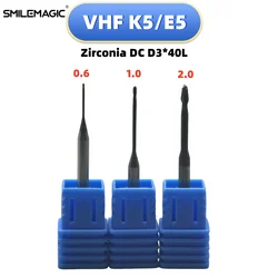 VHF K5 E5 Dental Burs Milling for Zirconia PMMA Single Cut Dental Lab Grinding Diamond Coating D3 CAD CAM Milling Drills