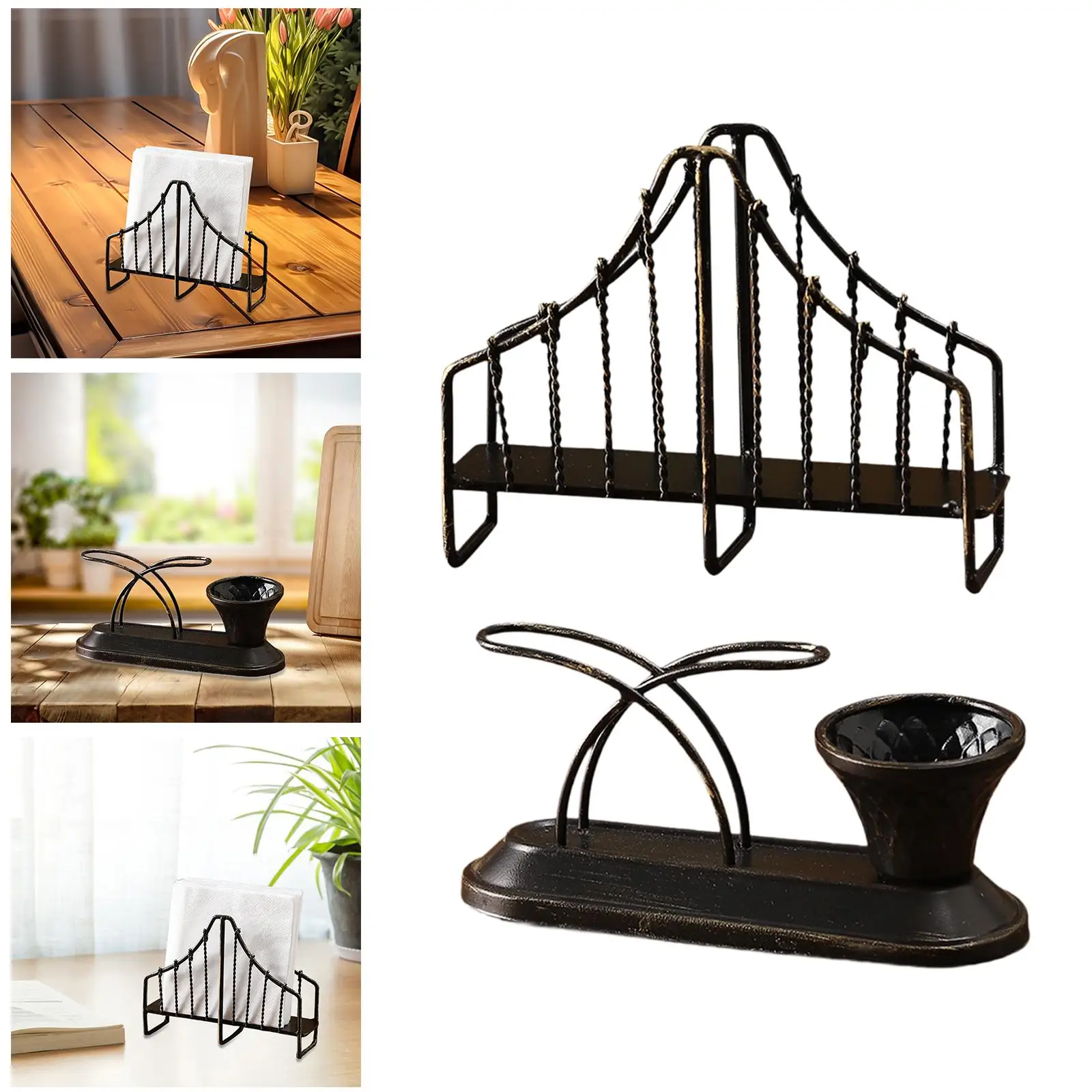 

Iron Napkin Holder Sturdy Paper Towel Organizer Elegant Napkin Dispenser for Table for Kitchen Hotel