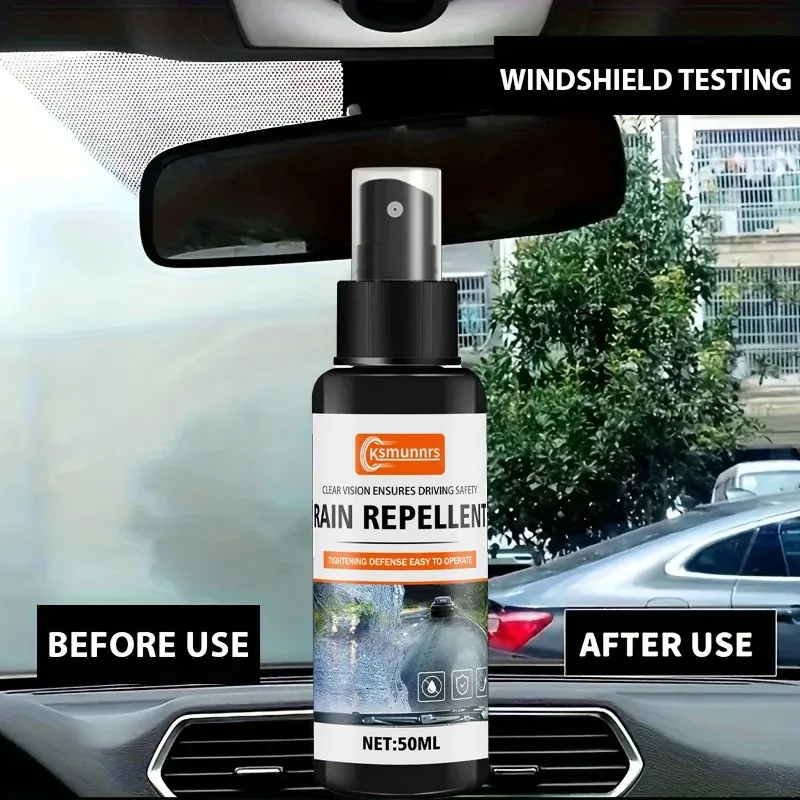 Car Windshield Rain Repellent Spray, Nano Glass Coating, Anti-Rain and Anti-Fog Protection for Auto Glass, Mirrors, Helmets and
