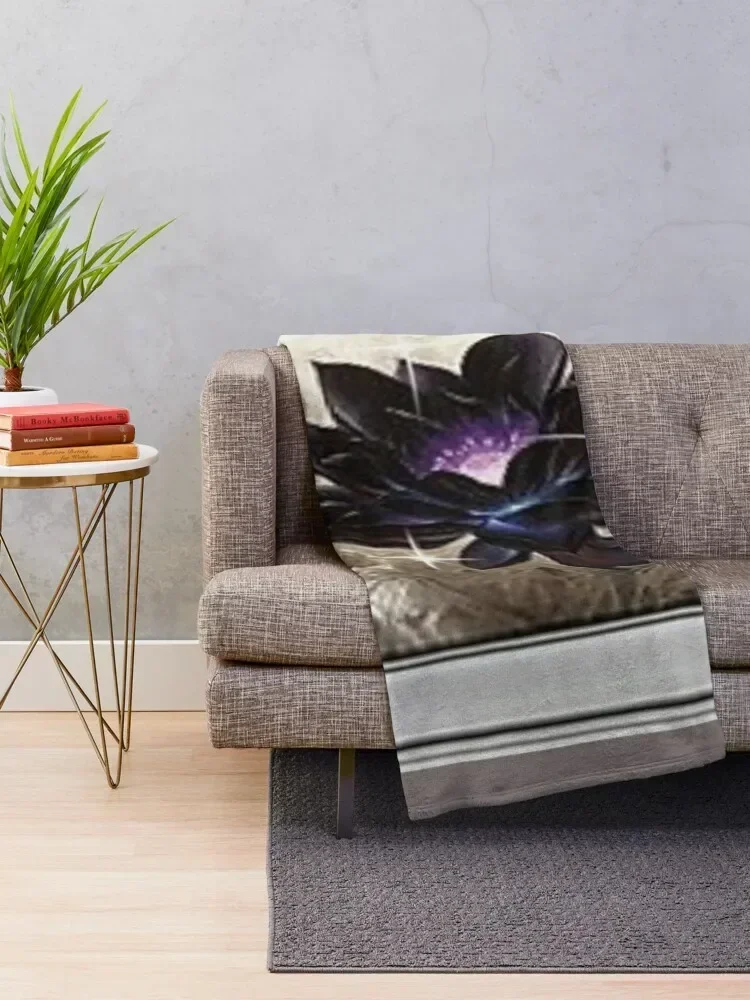 mox sapphire mtg tshirt mask design edit digital black lotus Throw Blanket Plaid on the sofa Soft Blankets