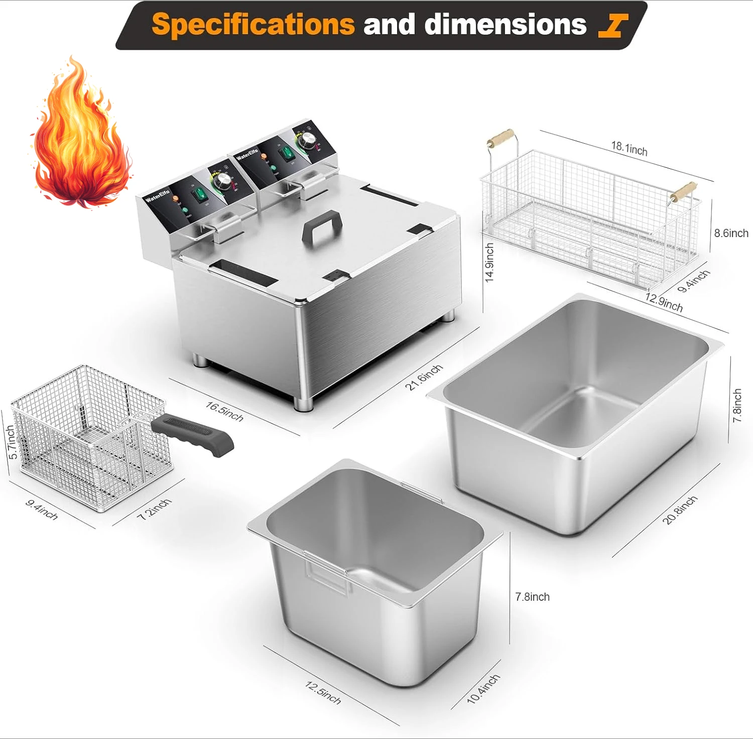 

electric turkey fryer Commercial deep fryer with basket 3600W27.4QT with timer26L deepen deep fryer Variable twin cylinder