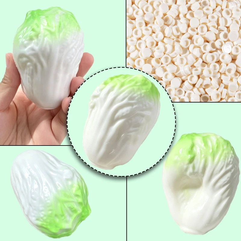 Crunchy Cabbage Squishy, Building‑Block‑Filled Fun Squeeze Stress Relief Toy Party Decor Ornament for Anxious Adults